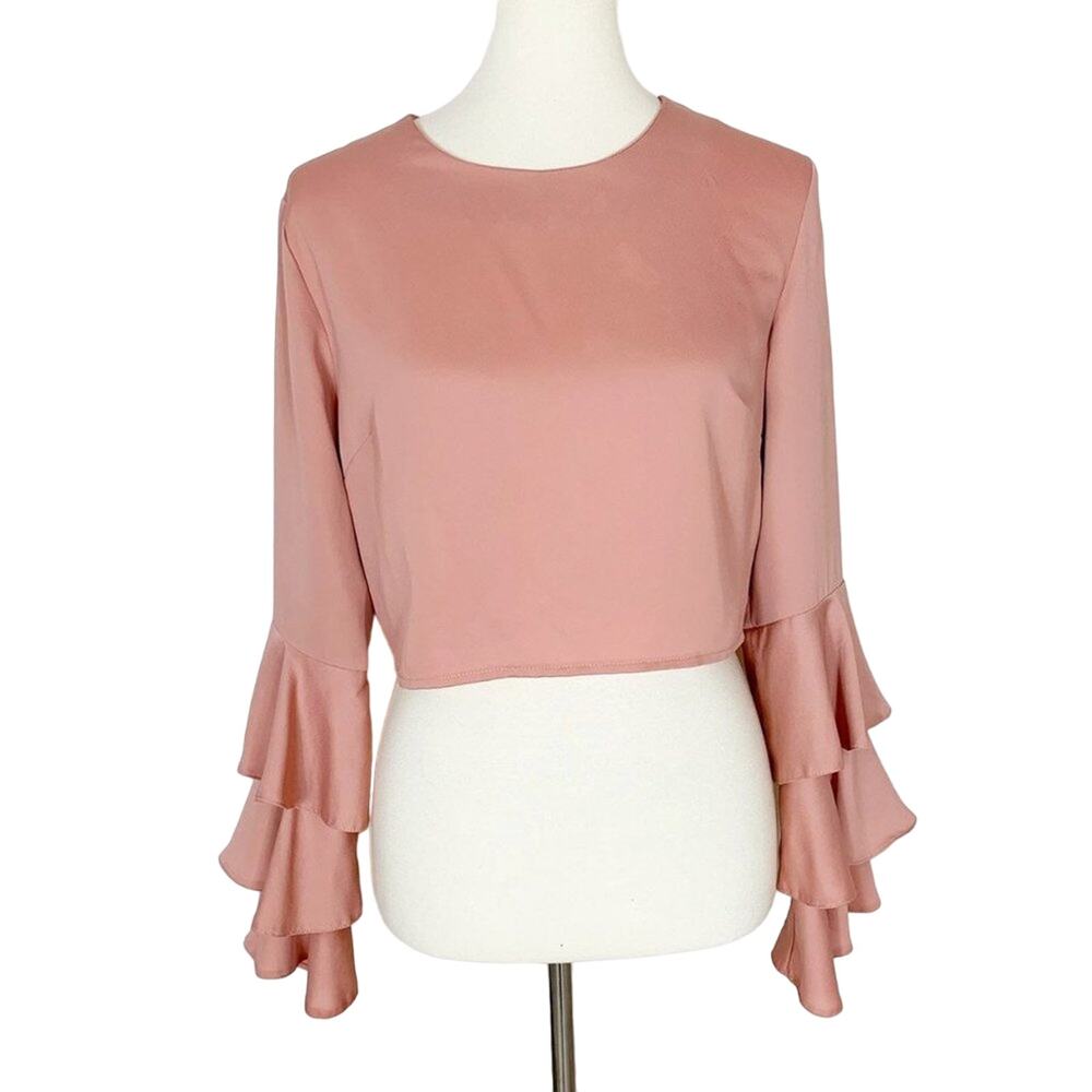 Missguided Dusty Rose Zipper Crop Top‎ Size 10